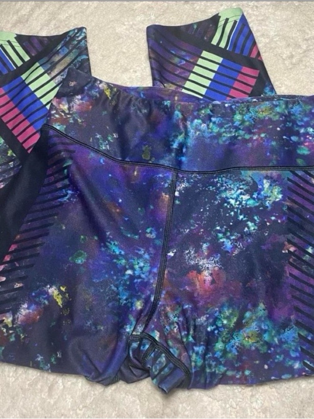 Fila Purple Multicolor Galaxy Print Leggings Womens Large